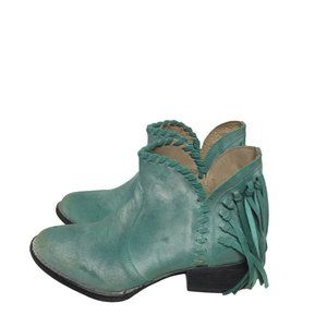 CIRCLE G sz 7 turquoise fringe ankle boots booties